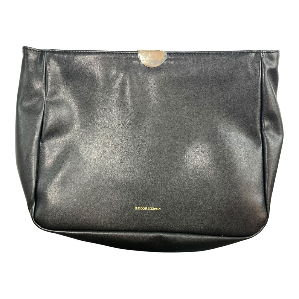 Bergdorf Goodman Black Vegan Leather Clutch Bag NWOT - Picture 3 of 7
